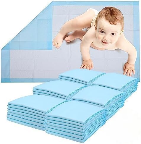Healqu 50 Pack, Disposable Baby Changing Pad Liners - 17x24 Inches Super Soft, Absorbent and Waterproof - Mess-Free Baby Diaper Changes on Every Surface