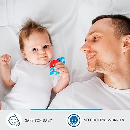 Wristy Buddy Teething Ring for Babies 0-6 8 10 12 Months | Cute Soft Octopus Teething Toys & Gloves | Baby Teething Relief Toy Pack | Infant Chew Toys for 3-6 Months, 1 2 3 Years