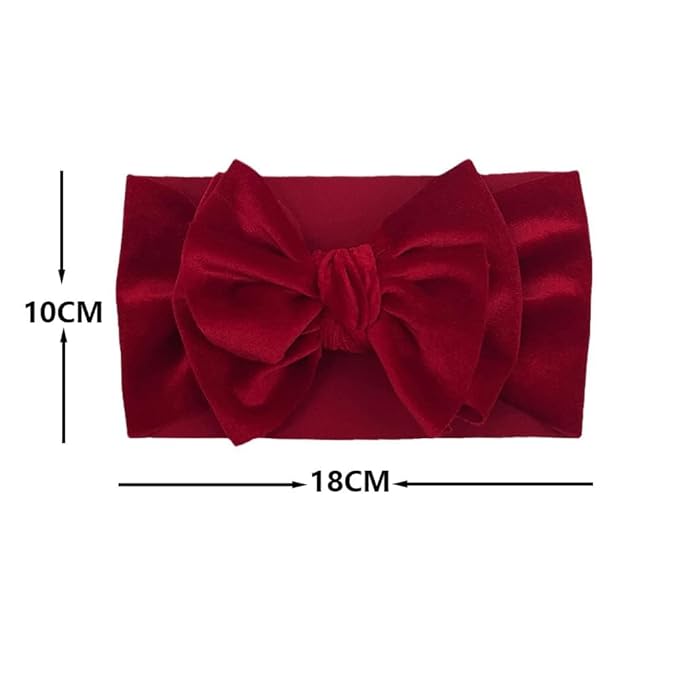 JJLFresheners Red Baby Girls Bow Headbands Stretchy Velvet Hair Bows Headbands Solid Color Wide Turban Knotted Big Bow Elastic Hairbands Headwraps Hair Accessories for Newborn Infant Toddlers
