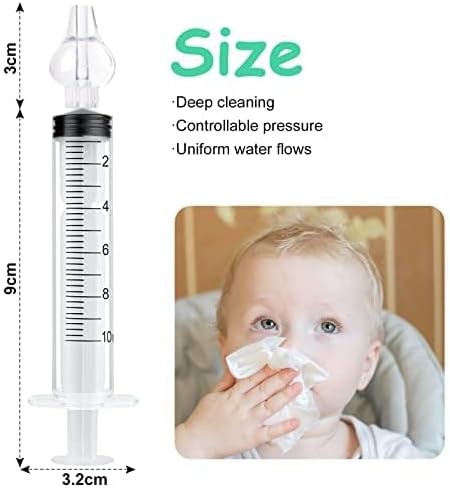 Vicloon Baby Nasal Irrigator, 6PCS Nasal Syringe for Baby, Syringe Nasal Irrigator with Cleanable and Reusable Silicone Nasal Suction Tip forIrrigation, Nasal Spray, Nasal Hygiene（Transparent）