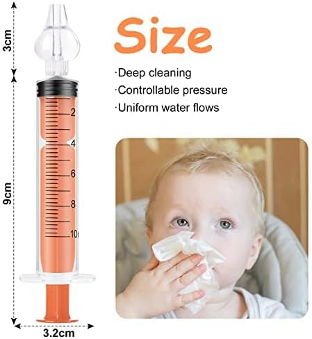 Vicloon Baby Nasal Irrigator, 6PCS Nasal Syringe for Baby, Syringe Nasal Irrigator with Cleanable and Reusable Silicone Nasal Suction Tip forIrrigation, Nasal Spray, Nasal Hygiene（Color）