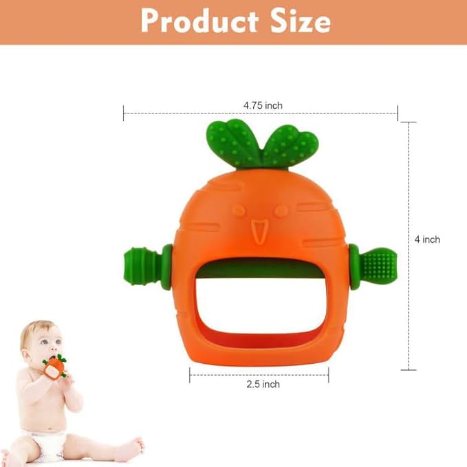 Chuya Silicone Baby Teething Toys Teether for Babies 0-24 Months Carrot Hand Teethers Teething Relief Sore Gums Baby Toys for Infants Easter Gift