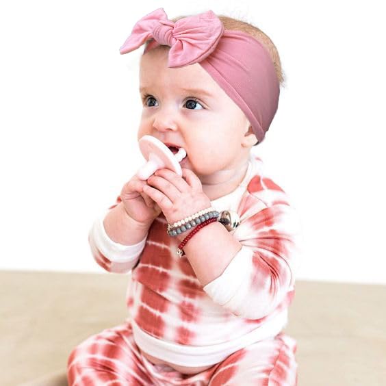 JOYOYO 3 Colors Soft Wide Turban Baby Headbands with 4.5 inches Hair Bow Headbands for Baby Girls Infants Newborn Hair Accessories Toddlers Kids and Children(White Pink Pink)
