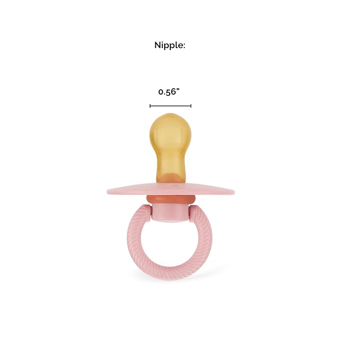 Itzy Ritzy Natural Rubber Newborn Pacifiers – Baby Pacifiers with Cherry-Shaped Nipple & Large Air Holes for Added Safety; Binkies in Blossom & Rosewood (Ages 0 – 6 Months) (Pack of 2)