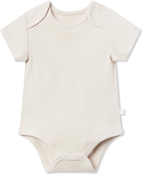MORI Baby Short Sleeve Unisex Bodysuit with Envelope Neck and Nickel Free Poppers - Viscose from Bamboo and Cotton Blend