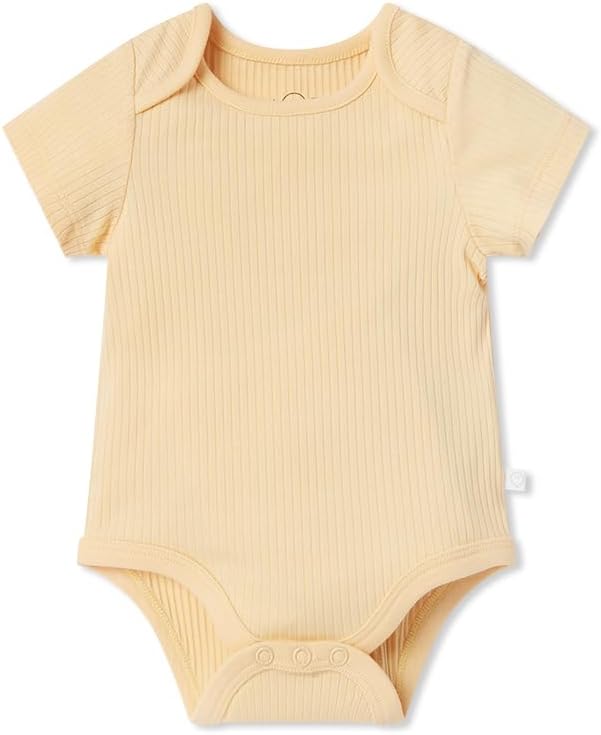 MORI Baby Short Sleeve Unisex Bodysuit with Envelope Neck and Nickel Free Poppers - Viscose from Bamboo and Cotton Blend