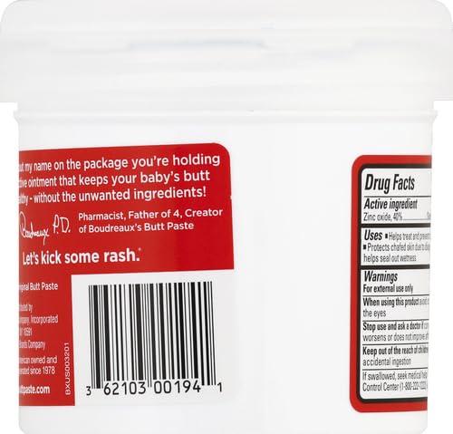 Boudreaux's Butt Paste Maximum Strength Diaper Rash Cream,Ointment for Baby,14 oz Flip-Top Jar,(Pack of 3)