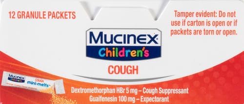Mucinex Children's Chest Congestion Expectorant and Cough Suppressant Mini-Melts, Orange Cream, 12 Count (Packaging May Vary) (Pack of 2)