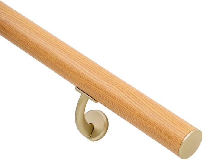 13 FT Modern Aluminum Handrail Set, handrails for Indoor Stairs,Deck,Slope, Wall Mounted Staircase handrails, Zink Alloy Brackets Included,Rust Free. (Cherry Wood Grain, 13 FT)
