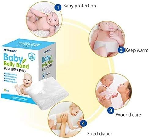 Topwon Cotton Newborn Umbilical Cord Belly Band Disposable to Protect Baby Abdomen Newborn Essentials Must Haves - 8 Pieces