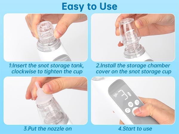 Nasal Aspirator for Baby, Electric Nose Aspirator for Toddler, Nose Sucker with Powerful Suction, Auto Nose Cleaner with 3 Silicone Tips, Adjustable Suction Level, Music and Light Soothing Function