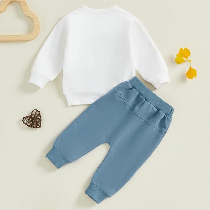 Infant Baby Boy Fall Clothes Set Funny Letter Sweatshirt Pant Outfit Toddler Winter Clothes 6 12 18 Months 2T 3T