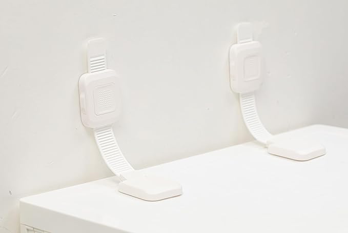 YEYA Upgraded No Drill Furniture Anchors for Baby Proofing, Anti-Tip Adjustable Straps, Strong Adhesive Backing 2 Pack