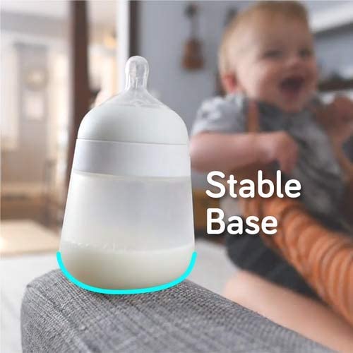 Nanobébé Flexy Silicone Baby Bottle, Anti-Colic, Natural Feel, Non-Collapsing Nipple, Non-Tip Stable Base, Easy to Clean 2-Pack, Teal, 9oz