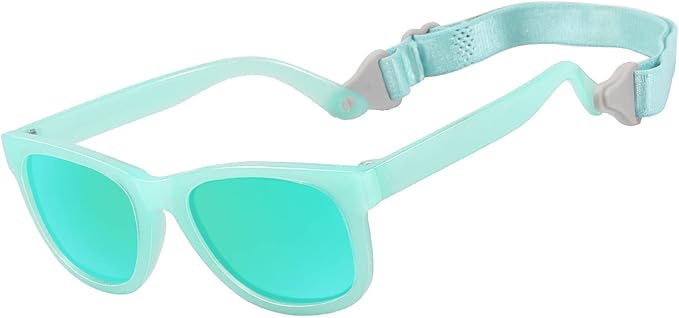 MAXJULI Baby Infant Sunglasses Safe, Soft, With Adjustable Strap 0-24 Months BPA Free 7002