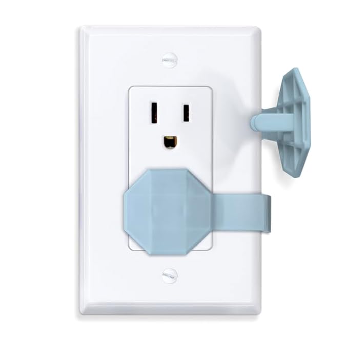 Outlet Covers Baby Proofing (6 Pack Covers 12 Outlets) – Child Safety Electrical Socket Covers – Blue Plug Protectors Easy to Install - Socket Sitter: Always Connected, Never Lost! No Choking Hazard!