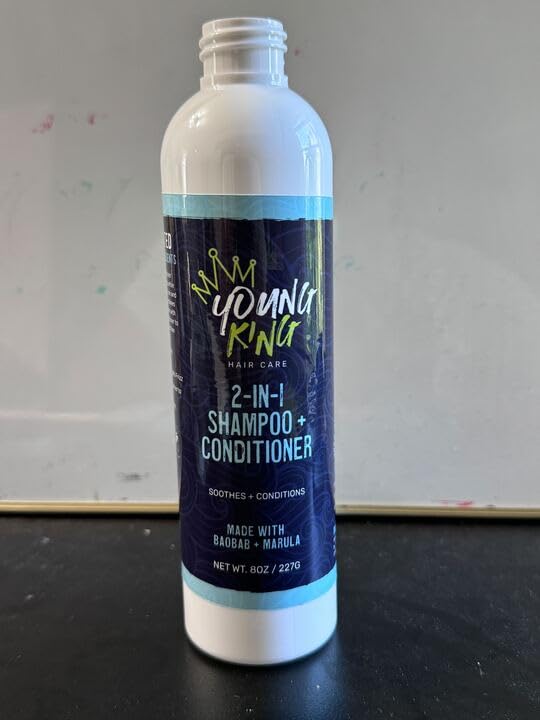 Young King Hair Care Kids 2-in-1 Shampoo & Conditioner For Boys | Cleanse and Hydrate Natural Curls | Plant-Based and Harm-Free | 8 oz
