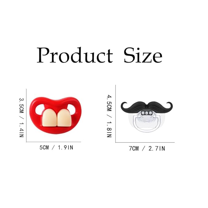 Funny Baby Pacifiers 0-18 Months - Mustache &Teeth Designs, Adorable Novelty Pacifiers for Baby Boys & Girls，BPA-Free
