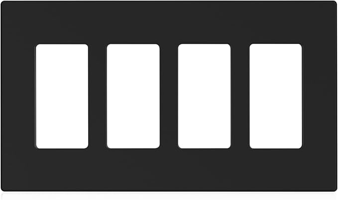 ELEGRP 4-Gang Screwless Decorative Wall Plates, Mid-Size Unbreakable Thermoplastic Faceplate Cover for Decorator Receptacle Outlet Switch, UL Listed (1 Pack, Matte Black)