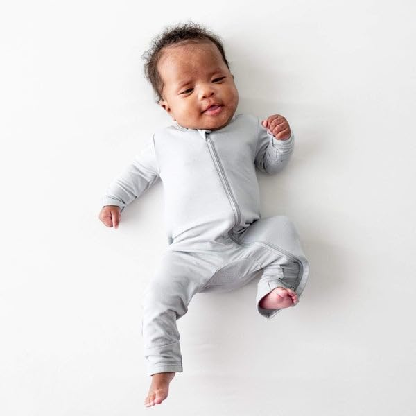 KYTE BABY Soft Bamboo Rayon Rompers, Zipper Closure, 0-24 Months (Newborn, Storm)