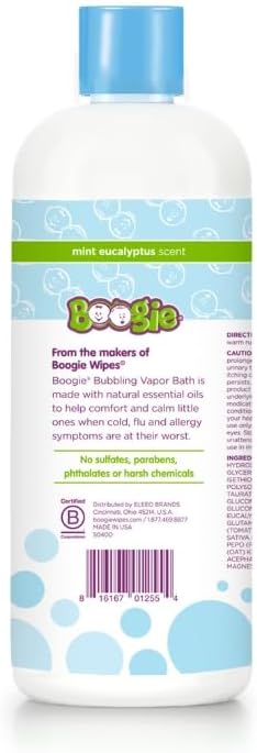 Boogie Kids Botanical Bubble Bath, Soothing Vapor, Made with Natual Essential Oils, Mint Eucalyptus, 18 oz (Pack of 2)