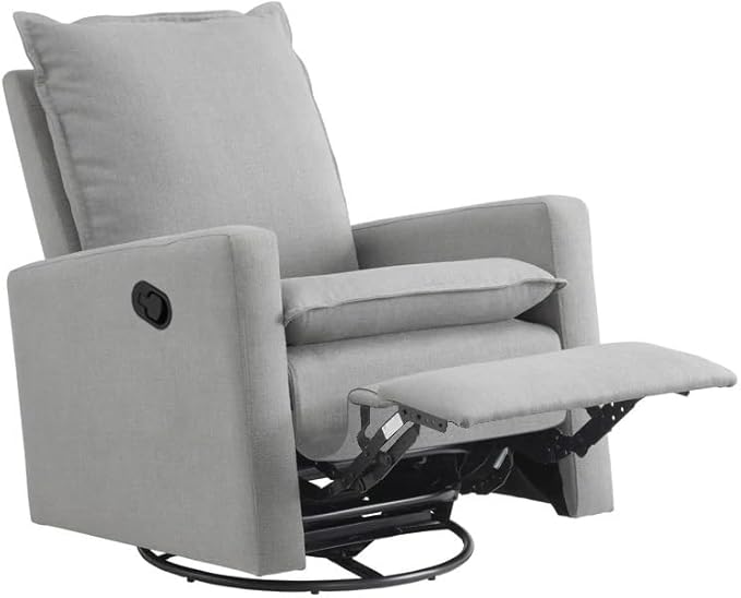 Oxford Baby Uptown Upholstered Swivel Glider and Recliner Nursery Chair, Gray