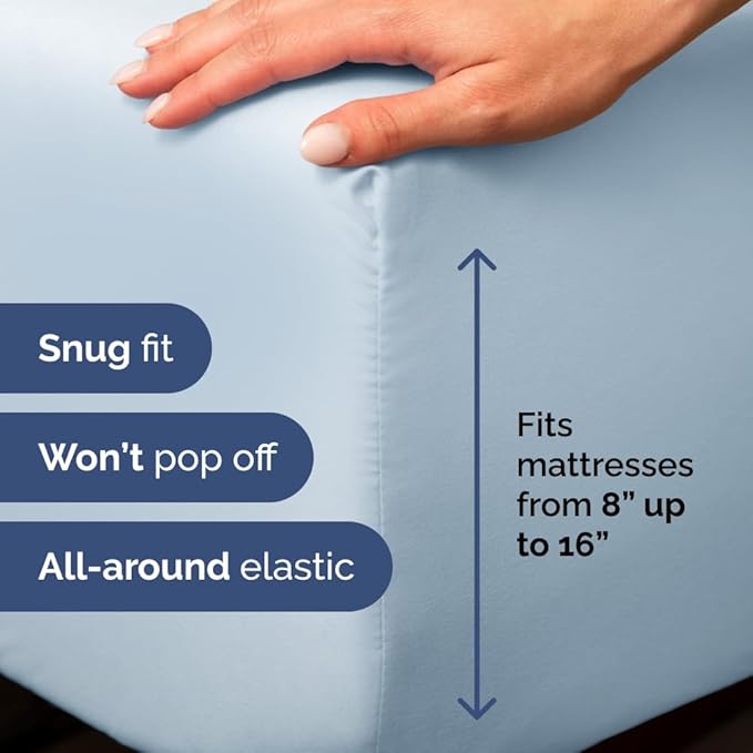 Full XL Size 4 Piece Sheet Set - Comfy Breathable & Cooling Bed Sheets Set - Hotel Luxury Bedding for Women, Men, Kids, Teens, Boys & Girls - Deep Pockets, Soft & Wrinkle Free - Oeko-Tex - Sky Blue