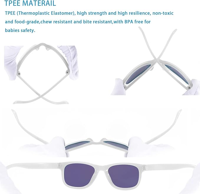 MAXJULI Baby Infant Sunglasses Safe, Soft, With Adjustable Strap 0-24 Months BPA Free 7002