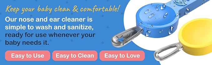Booger Aid - Gentle, Safe, and Non-Toxic Nose and Ear Cleaning Tool for Infants and Toddlers (Yellow, Small)