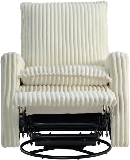 Oxford Baby Uptown Upholstered Swivel Glider and Recliner Nursery Chair - Corduroy, Pearl White