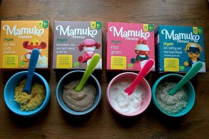 MAMUKO Organic Porridge - Rice porridge with No Added Sugar, Milk & Preservatives - High Fiber porridge Developed with EU Experts - Healthy porridge Ideal for Little Ones from 4+ Months - 2 Pack