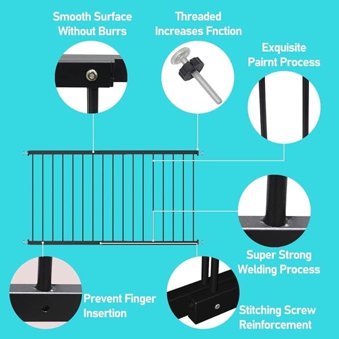 WAOWAO Black Window Safety Guards for Children Kids Toddler Pets Proof Extra Wide Tension Security Window Guard Gate for Home Fit 36.22"-61.41"(2 Piece，Black)