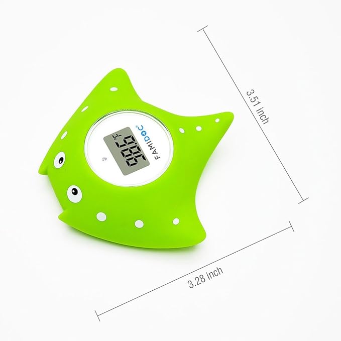 Baby Bath Thermometer with Room Thermometer - Famidoc FDTH-V0-22 New Upgraded Sensor Technology for Baby Health Bath Tub Water Temperature Floating Toy (Green)