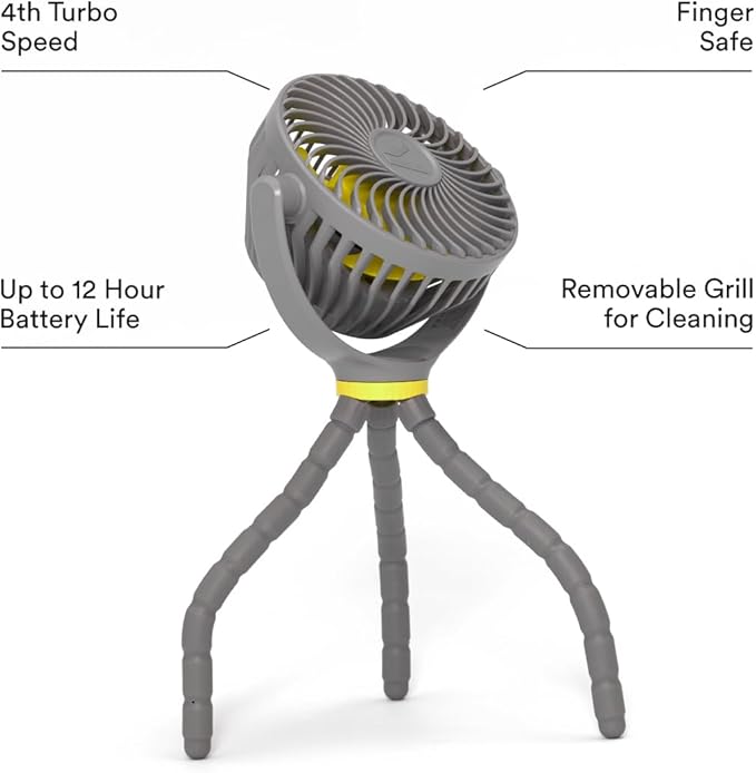 Veer Flex Fan - Portable Baby Stroller Fan - Lightweight and Quiet 4 Speed Motor Provides Maximum Cooling and Extra Long Battery Life - 360 Degree Rotation - Baby Finger Safe
