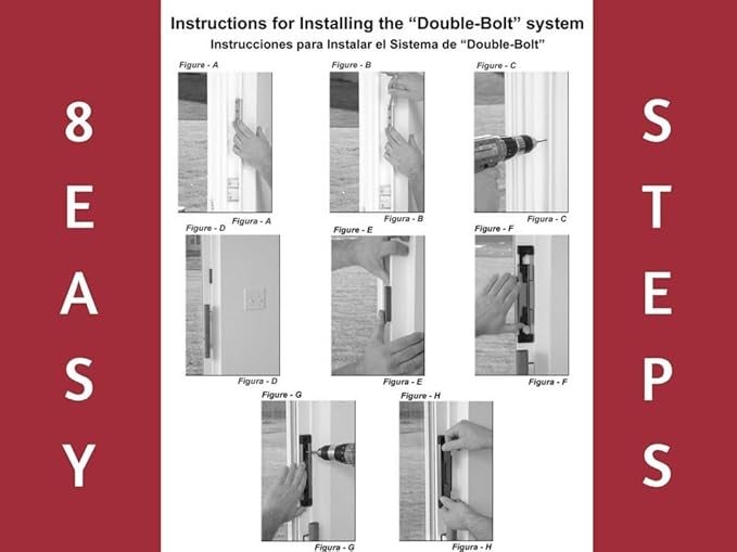 for Glass Sliding Doors - Advanced Technology to Keep Your Family Safe and Secure - High Security Lock - Virtually Burglar Proof (Double Bolt Lock + Premium Handle, Silver)