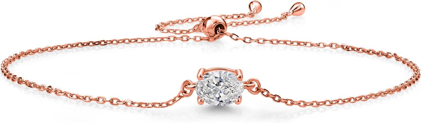 Gem Stone King 7X5MM Oval Gemstone Birthstone Solitaire Bracelet For Women | 925 Sterling Silver | Adjustable Bolo Bracelet For Women | Fine Jewelry Gifts for Her Mom Wife