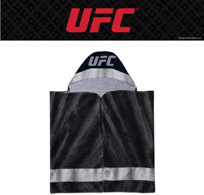 UFC Fight Night Super Soft Bath/Pool/Beach Soft Cotton Terry Hooded Towel Wrap, 24 in x 50 in, (100% Officially Licensed Product) by Franco