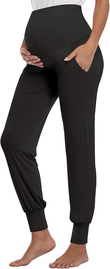 AMPOSH Women's Maternity Pants Stretchy Lounge Workout Sweatpants Casual Loose Comfy Pregnancy Joggers with Pockets