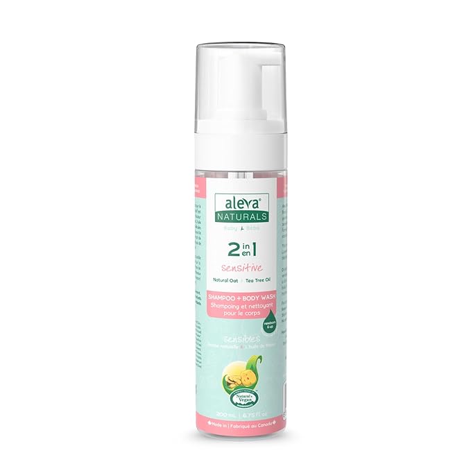 Aleva Naturals Hypoallergenic 2 in 1 Hair and Body Wash | Tea Tree Oil Formula | For Sensitive Skin | Perfect for Newborn Babies and Toddlers - 200ml