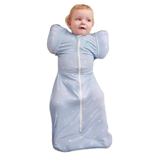 Love to Dream Swaddle Up Transition Bag Bamboo, Arms Up Position, Soft and Sustainable Bamboo Fabric - Sleep Bag - 1.0 TOG - (20-24°C) Ideal for Moderate Temps (Boats Mist, Large, 8.5–11kg