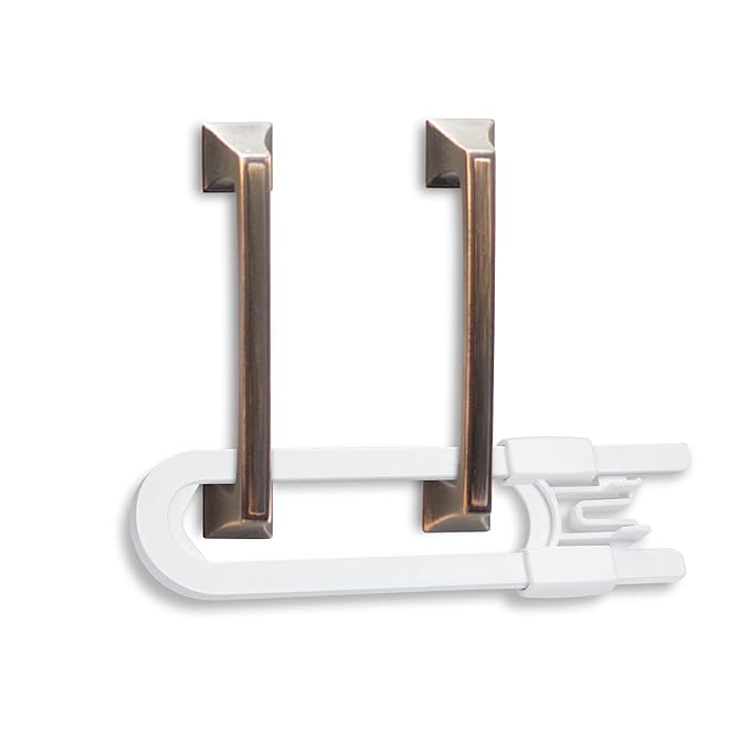 Vmaisi 20 Pack U Shaped Sliding Cabinet Locks Baby Proofing - Adjustable Child Safety Locks,Childproof Latches for Kitchen Bathroom Storage Cupboards Doors, Handles and Knobs White