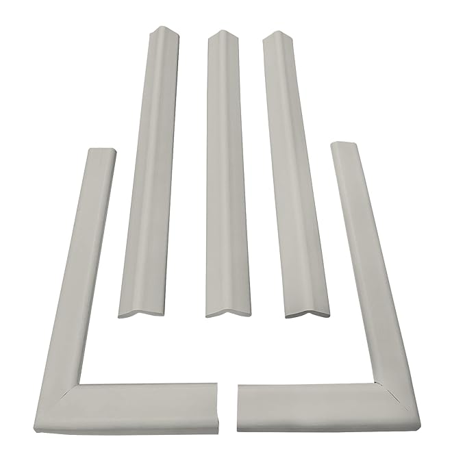 Cardinal Gates KEPK Large Hearth Pad Kit - Fireplace Baby Proofing - Adhesive Backed Fireplace Bumpers for Babies - 12.5 Feet of Padding with 3 Straight Pieces & 2 Corners - Made in The USA - Taupe