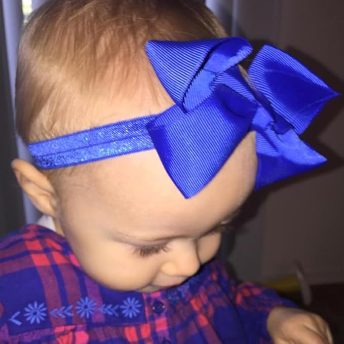 CÉLLOT Baby Girls Headbands Grosgrain Ribbon 4.5" Hair Bows Headband Big Bow Hair Bands for Toddler Pack of 20