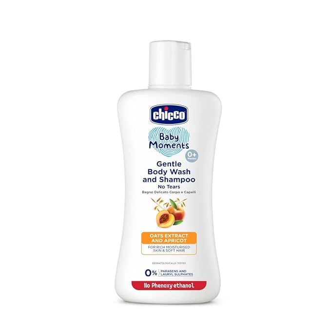 Chicco Baby Moments Gentle Body Wash and Shampoo | 200ml/(6.76 Fl Oz)