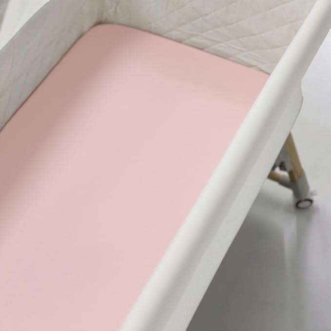 TL Care 100% Cotton Knit Fitted 18" x 36" Cradle/Bassinet Sheet - Compatible with Mika Micky Bassinet, Pink, Soft Breathable, for Girls
