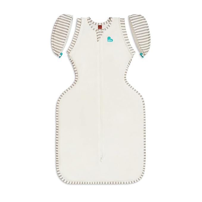 Love to Dream Transition Bag Organic 1.0 TOG, Cream, Medium, 13-19 lbs., Patented Zip-Off Wings, Gently Help Baby Safely Transition from Being swaddled to arms Free Before Rolling Over