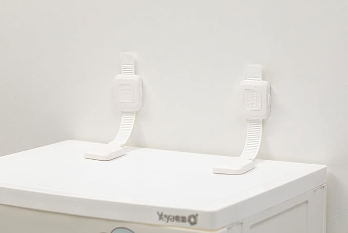 YEYA Upgraded No Drill Furniture Anchors for Baby Proofing, Anti-Tip Adjustable Straps, Strong Adhesive Backing 2 Pack