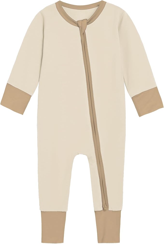 Baby Zippered Rompers Newborn Pajamas Sleepers Long Sleeve Jumpsuits Infant Zipper Romper-Viscose from Bamboo