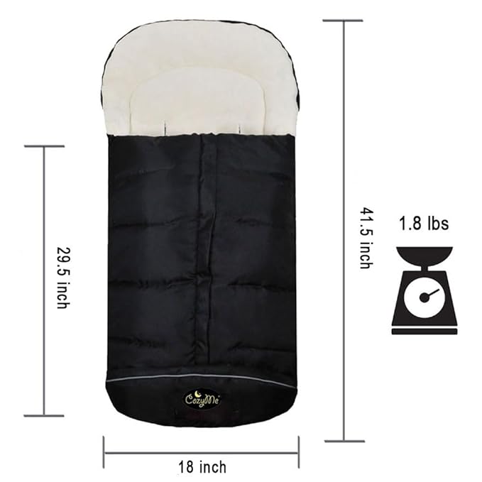 Winter Tour Universal Baby Stroller Footmuff,Waterproof Cozy Warm Pram Bunting Bag,Soft Anti-Kicking Sleeping Nest Foldable with Travel Gears,Black,6-42M Toddler Sleeping Sack
