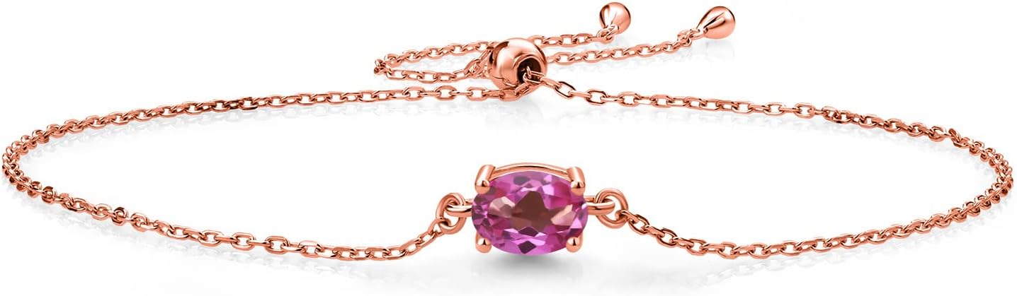 Gem Stone King 7X5MM Oval Gemstone Birthstone Solitaire Bracelet For Women | 925 Sterling Silver | Adjustable Bolo Bracelet For Women | Fine Jewelry Gifts for Her Mom Wife